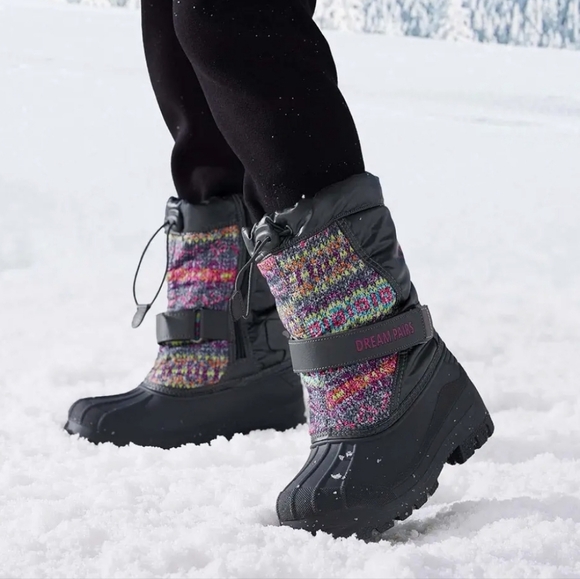 Dream Pairs Other - DREAM PAIRS Little Kid Kamick Grey Multi Mid Calf Waterproof Winter Snow Boots